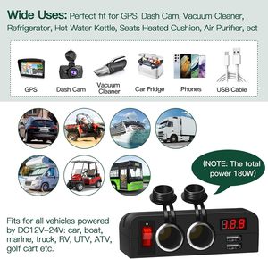 Divisor de enchufe de encendedor de cigarrillos 192W 2 adaptador de enchufe cargador <span class=keywords><strong>USB</strong></span> de coche de múltiples puertos - Product Image 3
