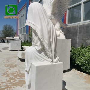 Estatua de Dama Llorona de Mármol Blanco de Alta Calidad a Tamaño Real para Decoración de Cementerios - Product Image 3