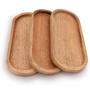 Plateau et assiette rustiques faits à la main en bois d'acacia, lavables au lave-vaisselle, qualité professionnelle pour la cuisine, la salle de bain, l'hôtel - Product Image 2