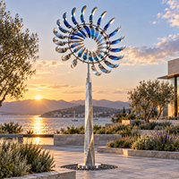 Sculpture éolienne cinétique en acier inoxydable poli miroir, art métallique mobile personnalisé pour parcs urbains, places publiques, hôtels, frontons de rivière et jardins