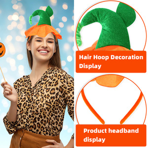 New <b>Halloween</b> Cartoon Pumpkin <b>Headband</b> Hat Hair Accessory Costume Party Headwear Festive Holiday Dress-Up Decoration for Kids Ad - Product Image 3