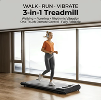 Tapis de course silencieux sous le bureau 2-en-1 avec fonction de vibration, plateforme de marche inclinable et gain de place, machine de course électrique pour la maison et le bureau