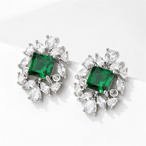 RAKOL EP5526 Women Newest Design Flower Shape Cubic Zircon Fashion Jewelry Sterling Silver Plated Statement <b>Earrings</b> - Product Image 1