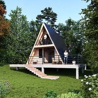 Zent Maisons préfabriquées en bois en forme de triangle à cadre en A modernes personnalisées Villas Maison triangulaire en bois en acier pour vivre