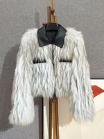Manteau court pour femme en fourrure de raton laveur bleu véritable, respirant, chaud et élégant pour l'hiver