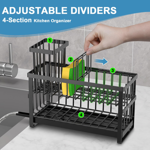 Support de rangement en acier inoxydable antirouille à prix abordable pour évier de cuisine, porte-savon et porte-éponge pour robinet de cuisine - Product Image 5