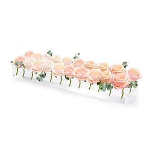 स्पष्ट एक्रिलिक फूलदान आयत एक्रिलिक फूल केंद्र सेट टेबल आधुनिक पुष्प व्यवस्था घर सजावट एक्रिलिक गुलाब पुष्प Vases