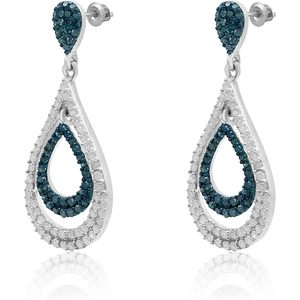 Pendientes de diamantes Ornaatis de 1.70 quilates de peso total, corte redondo, blanco azul, plata de ley 925 natural mejorada, joyería de boda para mujer - Product Image 2