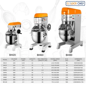 Misturador de alimentos planetário, 10l 15l 20l 30l 40l 50l 60l 80l 100l e misturador de massa de bolo com aço inoxidável