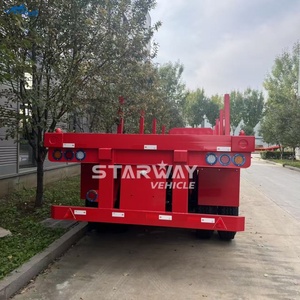 Semi-remorque plateau <span class=keywords><strong>utilitaire</strong></span> en acier à 3 essieux Starway Vehicle avec piquets, capacité de charge de 60 000 kg pour le <span class=keywords><strong>transport</strong></span> du bois - Product Image 4