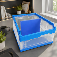 Boîte de rangement pliable pour documents, en plastique transparent, pliable, organisateur pour la maison et le bureau, empilable, boîte d'archives personnalisée