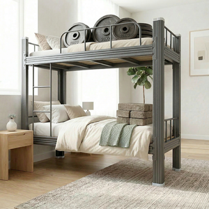 Cama Litera Segura Cama Beliche Durable Sturdy Metal Bunk <b>Bed</b> High Safety Guardrail Heavy Duty Steel <b>Frame</b> for Boarding School - Product Image 1