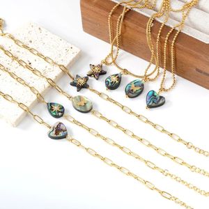 Vintage Star <b>Abalone</b> <b>Shell</b> Zirconia 18k Gold Clavicle Chain Pendant Necklace Set Women's Jewelry Everyday Wear - Product Image 1