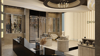 Vitrine de présentation de parfums et de maquillage Retron personnalisée avec logo, verrouillable, étanche, recyclable, façade en verre, éclairage LED, revêtement en poudre