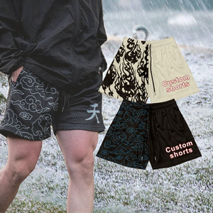 Logo personnalisé Short de gym en maille pour hommes Short de basket-ball à motif chaud imprimé entièrement numérique avec fermeture à cordon de serrage - Product Image 3