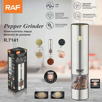 Molino de Pimienta Eléctrico RAF R.7141 de 10W y 70ml, Molienda de Cerámica, Grosor Ajustable, Recipiente Transparente, Fácil de Usar, Molinillo de Especias para Cocina