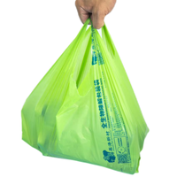 Sac T-shirt Personnalisable en PBAT+PLA+Amidon de Maïs Biodégradable avec Poignées Gilet – Écologique, Durable, Vert/Blanc pour Courses