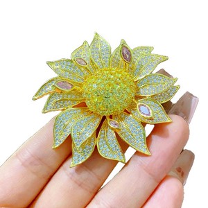 Elegante Broche Grande de Flor de Girasol, Súper Hermoso, Estilo Francés, Elaborado, Versátil, para Traje, Fiesta, Boda, Niños - Product Image 5
