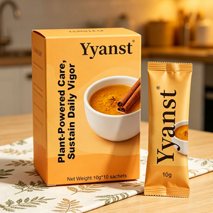 Polvo de bienestar a base de plantas con especias cálidas de cúrcuma y canela, 10g*10 sobres, caja de papel naranja para el cuidado diario y vigorizado en el hogar. - Product Image 6
