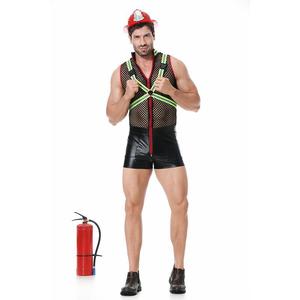Costume de pompier pour homme, combinaison fluo néon avec bretelles, uniforme de performance cosplay, taille M L XL - Product Image 4