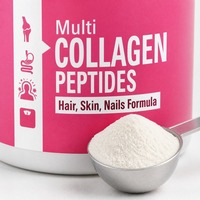 Poudre de peptides de collagène multi-sources, formule cheveux, peau, ongles, mélange pour boisson, 250g, complément beauté, végétalien, durée de conservation de 2 ans, OEM ODM Private