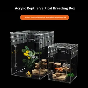 Vollständig transparentes vertikales Acryl-Terrarium für Reptilien & Amphibien, Zuchtbox für Eidechsen, Geckos & Laubfrösche - Product Image 2
