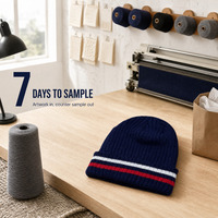 Bonnet côtelé personnalisé Highfly avec revers, OEM ODM, marque privée, rayures tricolores, pois, carreaux, chapeau d'hiver 100% acrylique unisexe de haute qualité
