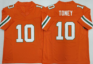 Heren Miami College Football Shirts 4 Mark Fletcher Jr 10 Malachi Toney Alle gestikte universiteitsvoetbalshirts 3 kleuren - Product Image 4