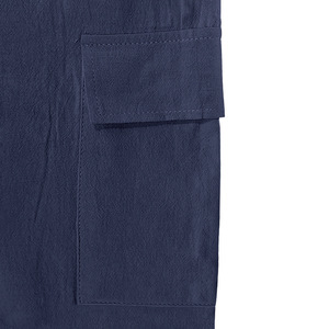 Men's Navy Blue Cargo Shorts Drawstring Elastic Waist Quick Dry Bermuda Length Casual Pocket Design - Product Image 6
