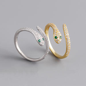 Anelli di diamanti in zircone in argento 925 alla moda Unisex anello in oro serpente all'ingrosso - Product Image 2