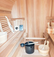 Bak Mandi Spa Luar Ruangan Kayu Hemlock Solid Tradisional Modern, Kombinasi Sauna Kering dan Shower Uap Pribadi, Kontrol Komputer, Jendela Transom