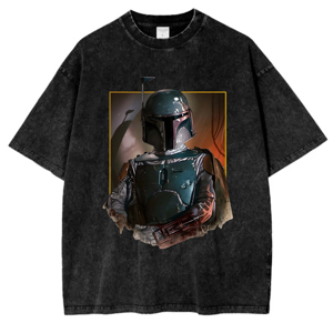 S Wars Dark the Empire Strikes Back Camisetas Verano 100% Algodón Drop Shoulder Crewneck Heavyweight Acid Wash - Product Image 1