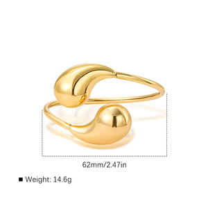 Pulsera Abierta de Acero Inoxidable con Baño de Oro de 18K, Diseño de Gota de Agua, Lisa y Hueca, para Mujer, Moda 2026 - Product Image 2