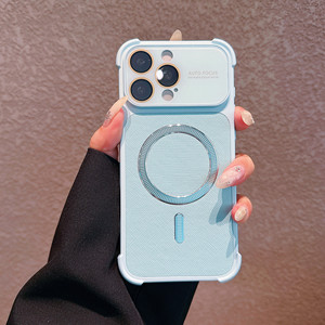 เคสโทรศัพท์กันกระแทกแบบแม่เหล็กสำหรับ iPhone 17 16 15 Pro Max พร้อมเลนส์กระจกกล้องลายเส้นหนังด้านหลังแบบใหม่ - Product Image 3