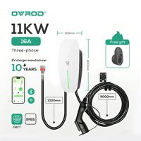 Station de recharge de voiture électrique triphasée Ovrod 11 kW GB/T, chargeur AC mural pour véhicules électriques, OCPP 1.6J, pour usage privé à domicile