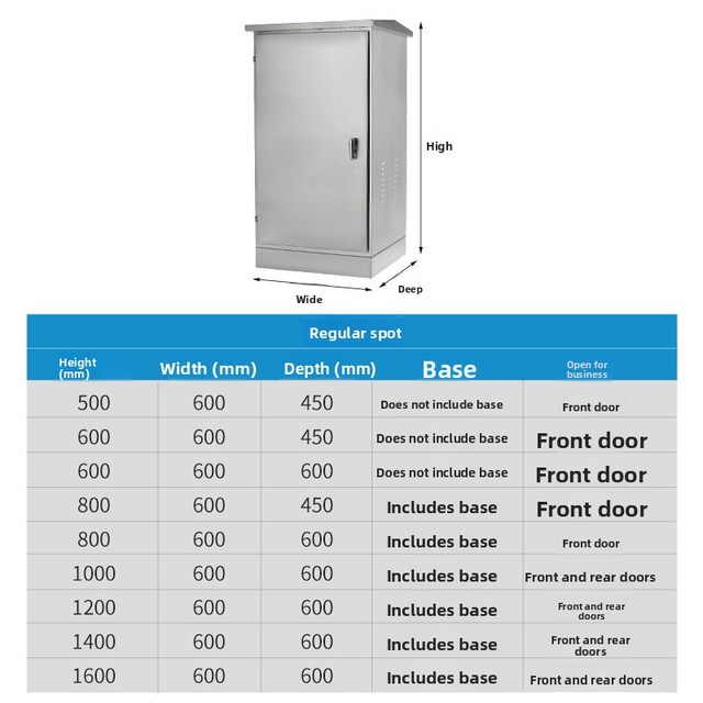 IP54 Outdoor Rainproof Stainless Steel Network Cabinet Floor Standing Waterproof Monitoring Equipment Box 500x600x450mm
