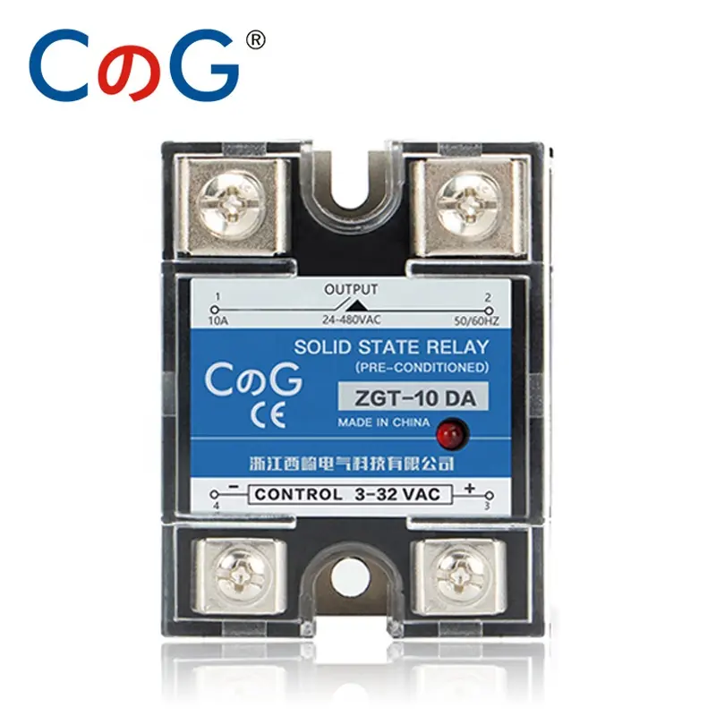 CG 10A 25A 40A DA Single Phase DC Control AC Heat Sink 220V Relay To 3-32VDC SSR-10DA 25DA 40DA Plastic Cover Solid State Relay