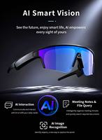 Gafas Inteligentes con IA, Lentes Polarizadas con Marco Negro, Cámara de 13MP, Triple Micrófono, Video 1200P, 130 Idiomas, Ideales para Ciclismo, Superventas