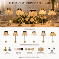 Lampe de bureau LED portable rechargeable, corps en métal plaqué avec abat-jour en rotin, hauteur réglable, formes variées, lumière de mariage