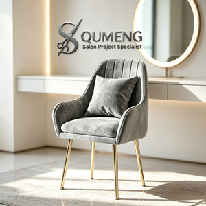 Chaise d'appoint en velours pour salon, chaise de salle à manger, chaise de salon de luxe avec pieds plaqués or, prix abordable - Product Image 1