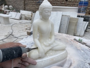 Estatua de Buda de piedra de mármol blanco de Bali, decoración del hogar, escultura Zen, Gautama Lord, meditación, aplicación al aire libre, diseño Natural, venta - Product Image 5