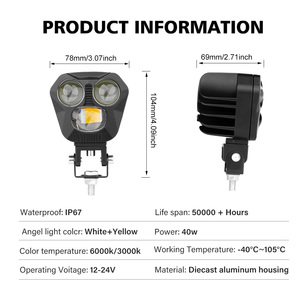 Nouveaux phares antibrouillard LED pour moto RCJ, double couleur blanc et jaune, étanches IP67, 3800LM, 12-24V, pour barre lumineuse de travail à faisceau haut/bas - Product Image 6