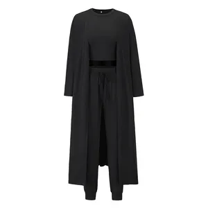 Trending Design Plus fashion Leisure Suit tinta unita a maniche lunghe Set di tre pezzi tshirt leggings da donna vestiti