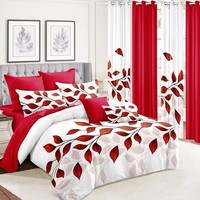 Nouveau design du fournisseur vérifié, ensemble de draps de lit à fleurs imprimées en 3D, rideau à œillets, rideau et drap de maison, technique de tissage