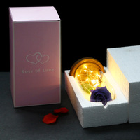 Rose éternelle artificielle lumière LED beauté la bête dans la couverture en verre décoration de noël pour la mère saint valentin cadeau de nouvel an