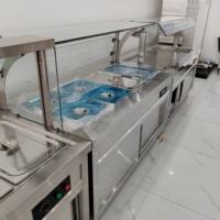 Chauffe-plats commercial autonome avec table chauffante isolée et couvercle en verre pour la rétention de la chaleur en cantine