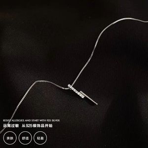 Sterling Silver Plated Geometric Necklace For Women Korean Style Simple Elegant Pendant Long Chain Fashion Jewelry - Product Image 4