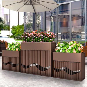 Jardinière rectangulaire moderne en métal pour extérieur, pot de fleurs décoratif pour patio et balcon - Product Image 1
