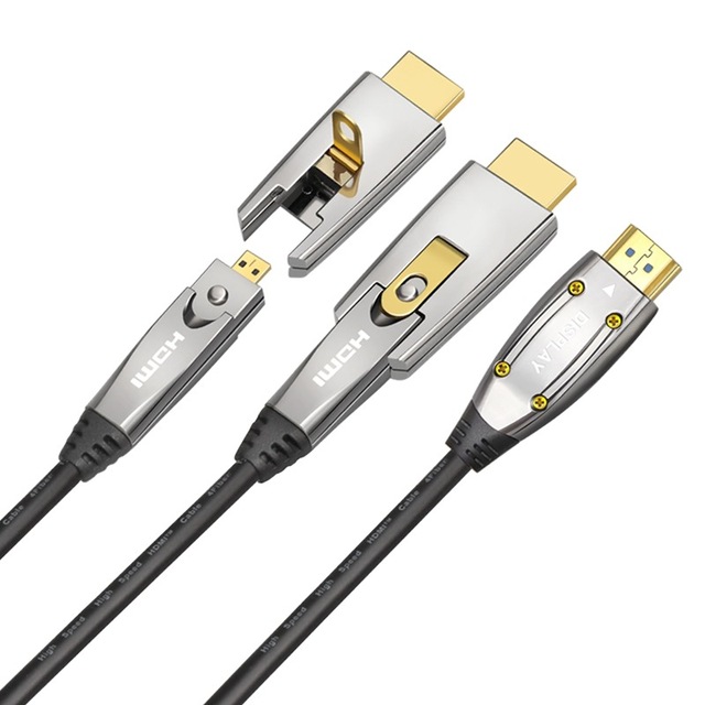Detachable HDMI 8K 60Hz 120Hz Cable in Wall Dual Connectors Monitor Projector Theater HDMI 2.1 AOC Optical Fiber Optic Cable