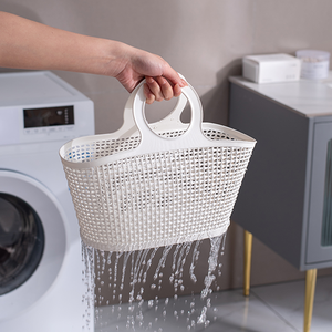 Panier de rangement souple en plastique pour salle de bain avec poignées, bacs organisateurs en maille ajourée pour articles de toilette, sac de douche portable - Product Image 2